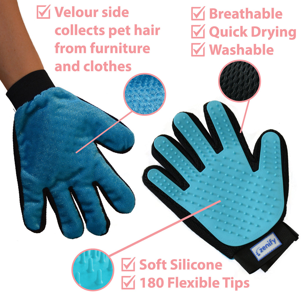 Zenify Pets Grooming Glove Dual Sided